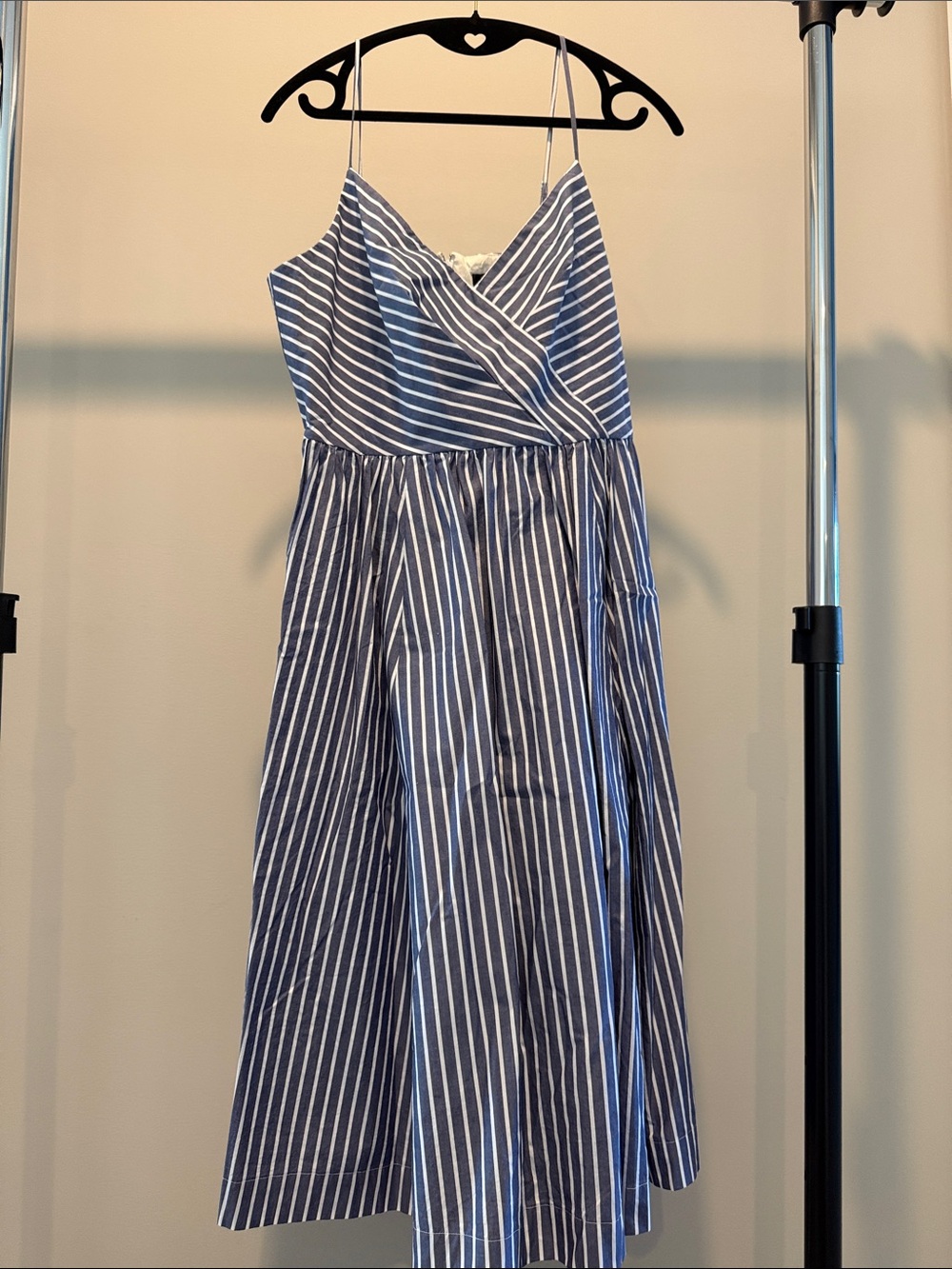 J. Crew Blue and White Striped Spaghetti Strap Sundress